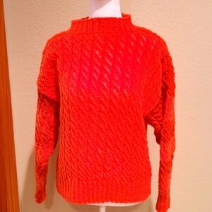 Vintage Hand Crafted Knitted Orange Sweater Size L